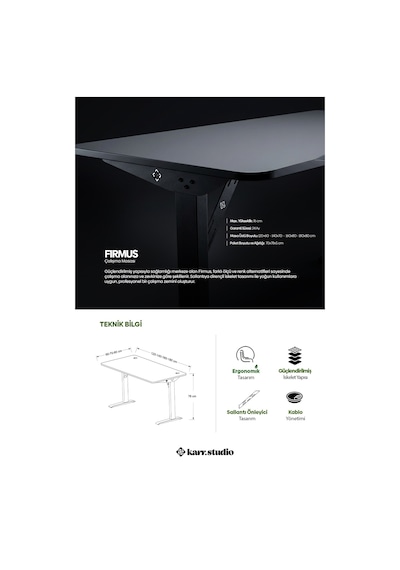 Firmus Dayanıklı Çalışma Masası - 140x70 - Antrasit
