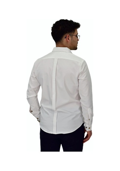 Erkek Likralı Spor Silim Fit Gömlek Bgl-st04326 Beyaz