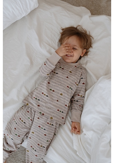 Geometrik Baskılı Color Shapes Çocuk Pijama Seti Gri