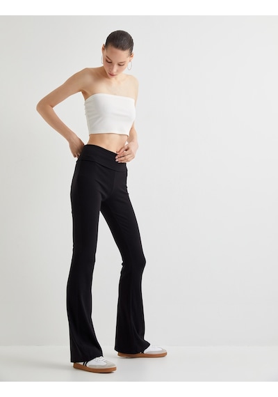Koton İspanyol Paça Pantolon Modal Kumaş Slim Fit Standard Bel Siyah 4sal40111ık Siyah Koton İspanyol Paça Pantolon Modal Kumaş Slim Fit Standard Bel Siyah 4sal40111ık Siyah
