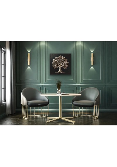 Bronz Ağaç Desenli Kanvas Tablo 60x60 Cm
