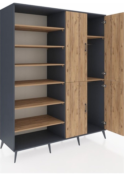 Kronos Gardrop 8 Raflı 4 Kapaklı 2 Askılı 176x59x221 Antrasit-çam Çam Kronos Gardrop 8 Raflı 4 Kapaklı 2 Askılı 176x59x221 Antrasit-çam Çam