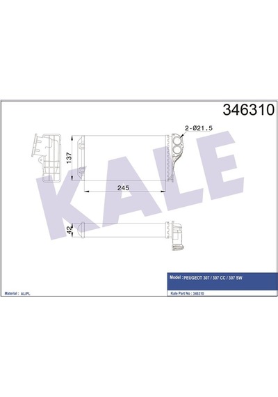 Kale Kalorifer Radyatoru Mekanik Peugeot 307 / 307 Cc / 307 Sw Klr-346310