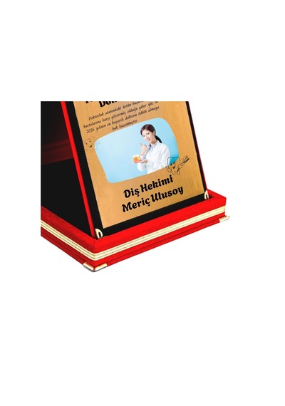 Kişiye Özel Diş Hekimi Plaketi Yılın En İyi Diş Doktoru Kadife Kutulu Teşekkür Ödülü