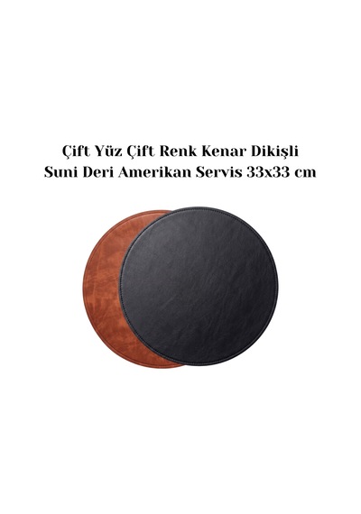 2 Adet Çift Taraflı Çift Renk Kenar Dikişli Suni Deri Amerikan Servis 33x33 CM