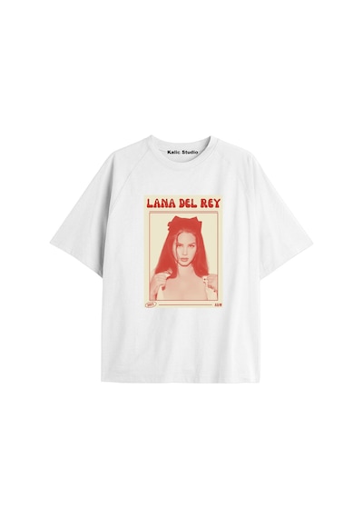 Kalic Studio Lana Del Rey Oversize T-shirt Kod6 Beyaz-6