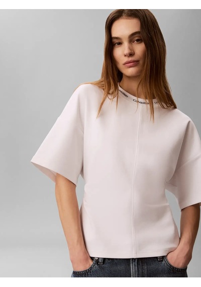 Calvin Klein Ss Logo Neck Detaıl, Yaf Beyaz Kadın T-shirt