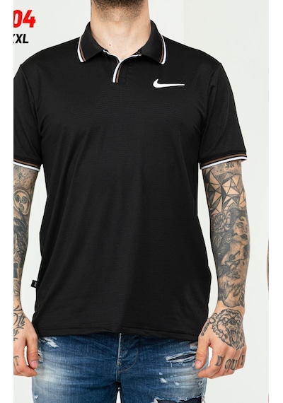 Nike Ef-4504 Erkek Polyester Mesh Polo Yaka T-shirt Siyah