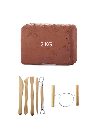 2 KG Kırmızı Kahverengi Seramik Hamuru Ebeşuar Çamur Kesme Teli
