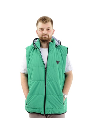 Mode Xl Erkek Büyük Beden Şişme Yelek Cepli Çıkarılabilir Kapüşonlu U24703 Yeşil