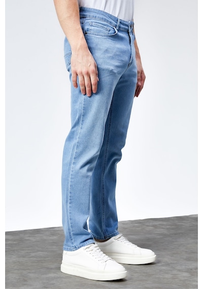 HLT Jeans Erkek Buz Mavi Regular Fit Boru Paça Esnek Likralı Jeans Kot Pantolon Hlthe001981 Buz Mavisi
