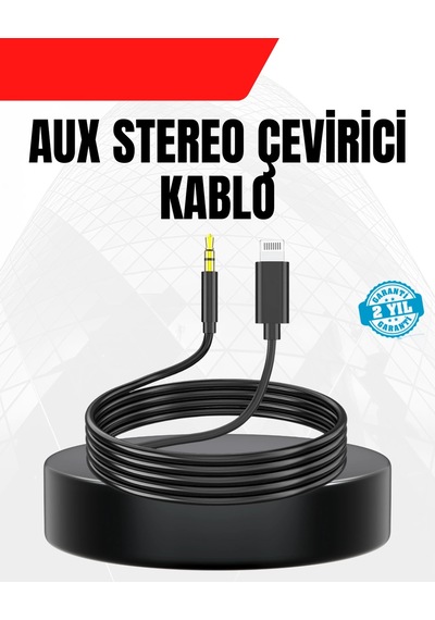 Hubrendy Tekno 1 Metre Lightning To Aux Çevirici Kablo Stereo Ses Yüksek Kalite