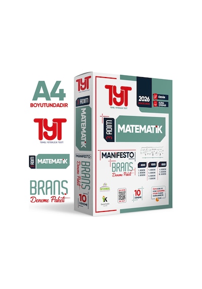 2026 YKS TYT Türkçe-Matematik-Sosyal-Fen Bilimleri 3 Adım 4lü Manifesto 40 Adet Branş Deneme Seti