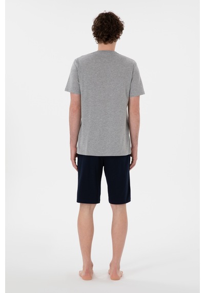 U.S. Polo Assn. Erkek Bisiklet Yaka Gri Melanj Pijama Takımı 50309821-VR086
