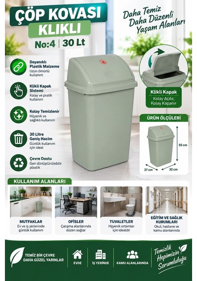 Çöp Kovası Klikli No:4 30 Lt