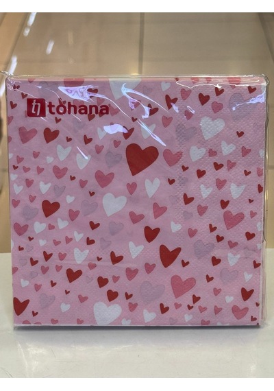 Tohana Kalp Desenli 20li Kağıt Peçete Pembe