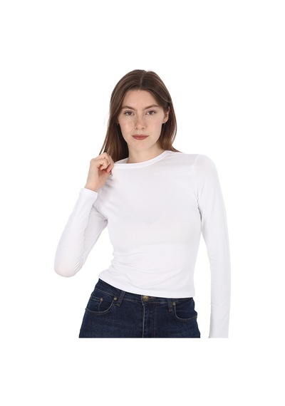 Penyebizden Likralı Pamuk Crop Tişört-slim Fit -beyaz