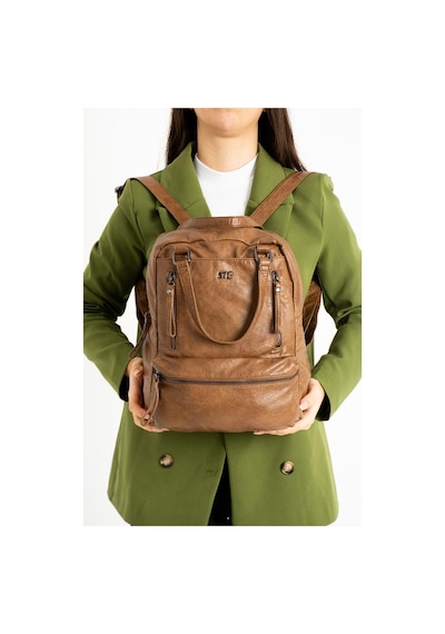 Baginn Y.s.deri Retro Kadın Sırt Çantası Çok Cepli Fonksiyonel Kullanım Vegan Suni Deri 30 25 Cm 001