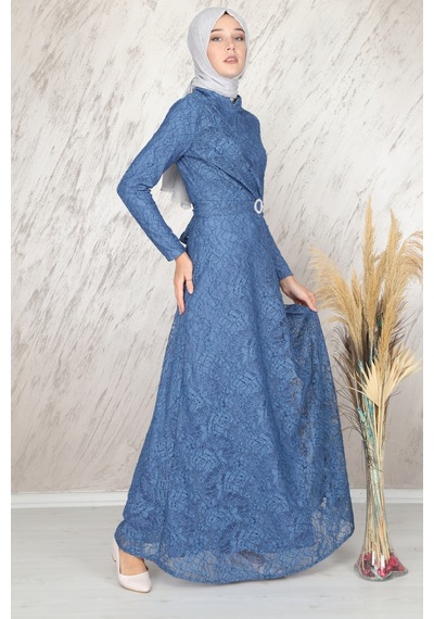 İbrahim Burak Etiler Collection Ahunisa Tanem Abiye İndigo 6525
