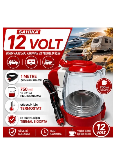 Su Isıtıcı 12v Şahika Thermo Otomatik Termostat 750ml