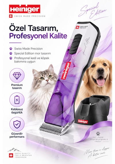 Heiniger Opal Special Edition Kablosuz Evcil Hayvan Tıraş Makinesi Yedek Bataryalı