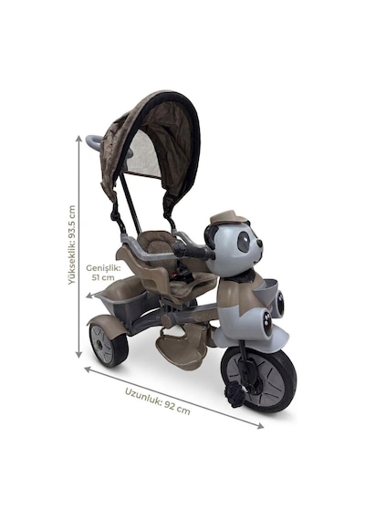 Babyhope Little Panda Lüx 3 Tekerlekli İtmeli Vizon Kahverengi