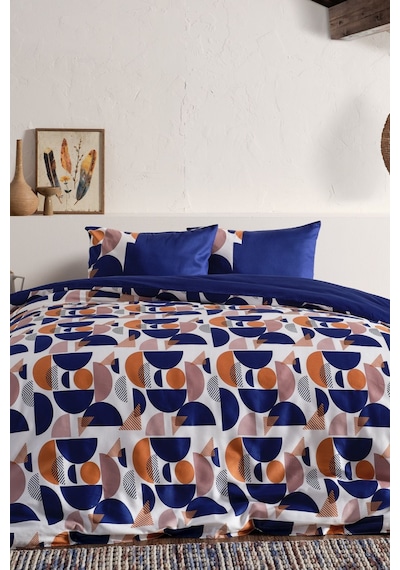 Doqu Home Saten Nevresim Takımı Diego Çift Kişilik - Lacivert Çok Renkli