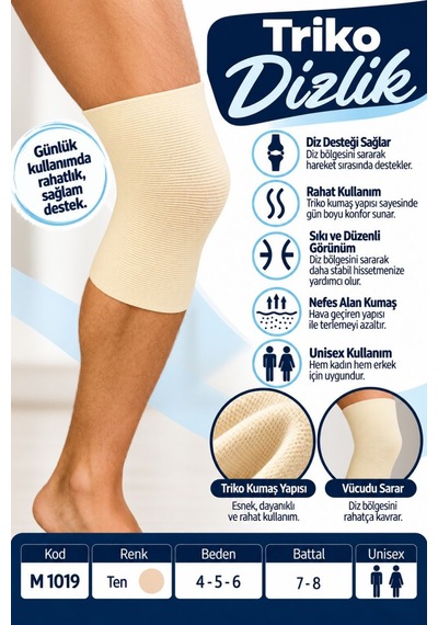 Triko Dizlik Unisex Esnek Diz Destekliği M 1019 - Rylks Standart