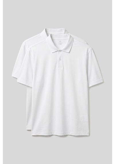 Tommy Life Polo Yaka Büyük Beden 2li Paket Beyaz Erkek T-shirt - 88511