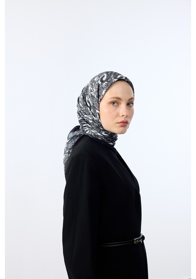 Mirsoy Scarf Lavin Desen Eşarp Siyah