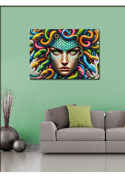 Kanvas Tablo Renkli Medusa Portresi 70cmx100cm