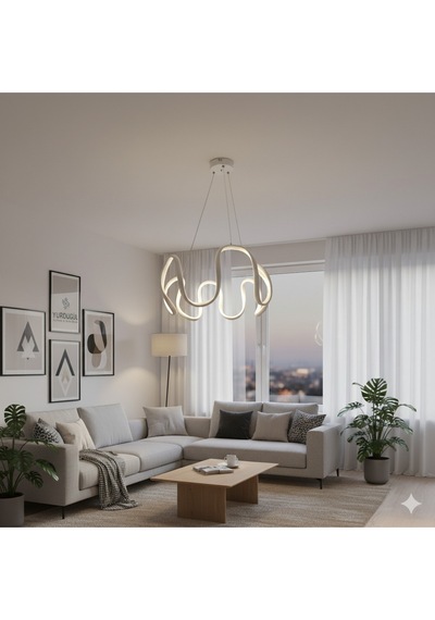 Dekoratif Modern Led Avize 60 Cm 3 Renk Işık Enerji Tasarruflu 4 Renk Kasa Seçeneği .