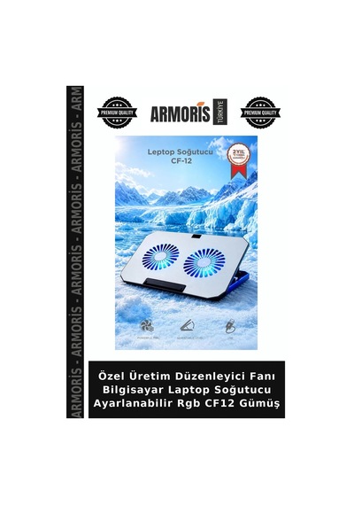 Özel Üretim Düzenleyici Fanı Bilgisayar Laptop Soğutucu Ayarlanabilir Rgb Cf12 Gümüş