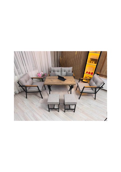 Houseart Mila ,model, Balkon, Bahçe, Cafe, Metal Koltuk Takımı, Bahçe Takımı , Çay Seti, 2+1+1 , Yemek Masası , Balkon Mobilyası Açık Gri