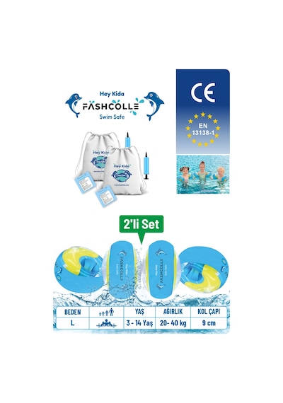Fashcolle Large Beden Şişme Deniz Kolluğu 4-14 Yaş X 2 Adet Çok Renkli
