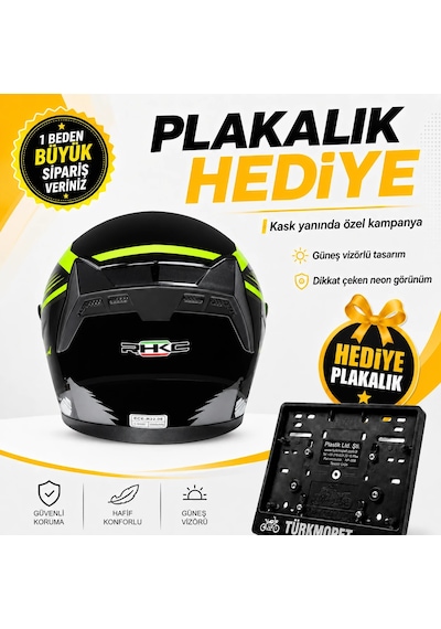Rhkc Güneş Vizörlü Açık Yazlık Kask + Plakalık Yeşil