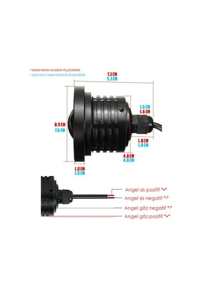 OtoÇizgi Angel Sis Farı 89mm Buz Mavi Universal Mercekli Sis OtoÇizgi