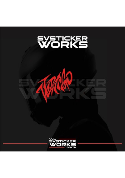 Vertigo Yazılı Kask Sticker Tüm Kasklar Uyumlu Tek Yön 1 Adet Kırmızı