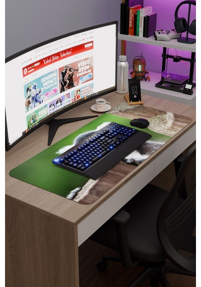 Lemur Kaymaz Dikişli Kauçuk Oyuncu Mousepad V2 - 90x40 Xxl Gaming Mouse Pad Fare Altlığı
