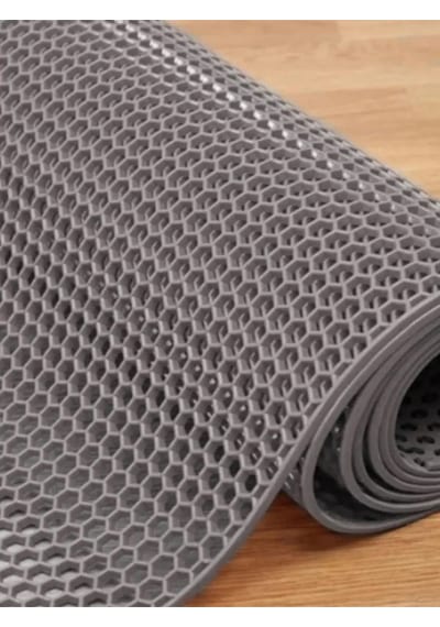 Gri Petek Mat Pvc Kaydırmaz Petek Paspas, 0,9x7 Metre
