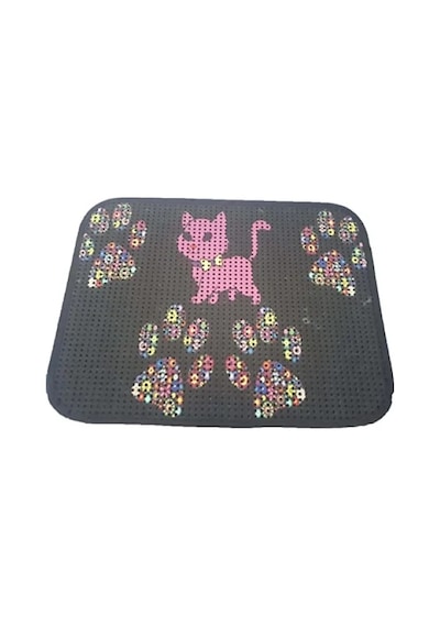 Elekli Desenli Kedi Tuvalet Önü Paspası, 60 X 45 Cm - Pembe 21 x 21