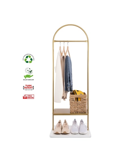 Afrodit Metal Ayaklı Askılık Konfeksiyon Askılığı Gold Elbise Askılığı Kıyafet Askılığı Gold