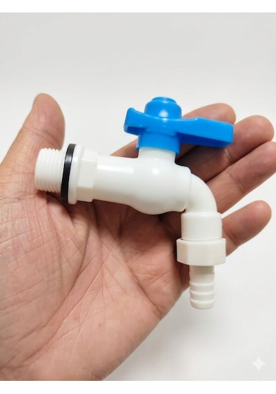 Plastik Bilyali Bahce Musluğu 1/2 Küresel Aç Kapa Musluk Başlığı Bidon Musluğu Pvc Musluk 9cm
