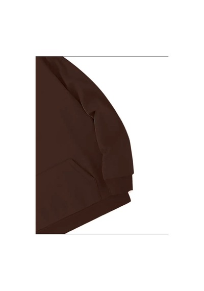 Medinenur One Yazı Baskılı Kapüşonlu Sweatshirt Kahverengi