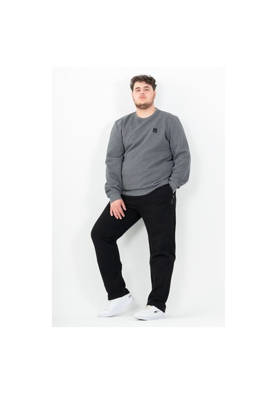 Maraton Sportswear Büyük Beden Erkek Bisiklet Yaka Takma Kol Basic Antramelanj Sweatshirt 22370-antramelanj