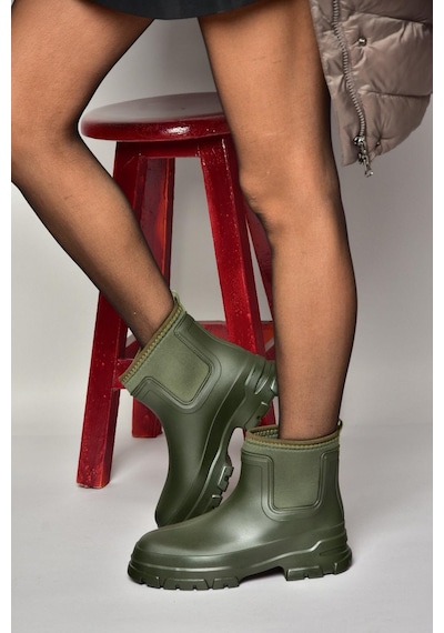 Fox Shoes T858685409 Haki Kalın Tabanlı Yağmur Botu Haki-suni Deri Haki