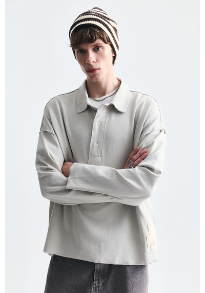 Vamos Relax Fit Polo Yaka Sweatshirt Gri