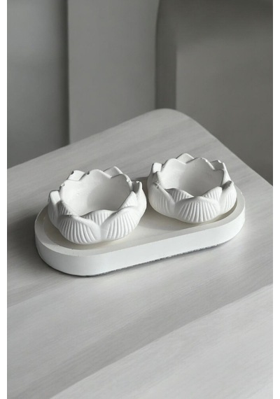 2'li Lotus Çiçeği Dekoratif Tabak & Kase + Oval Tabak