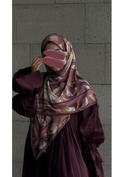 Qalortex Scarf Pamuklu Soft Fırça Desen Eşarp-gül Kurusu