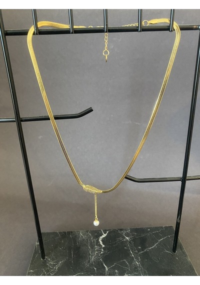 Minimal İncili Kılçık Çelik Kolye